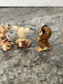 Figurines en porcelaine vintage de Winnie l'Ourson - 6 pièces : Porcinet, Tigrou, Bourriquet, Hibou, Lapin - RARE