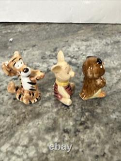 Figurines en porcelaine vintage de Winnie l'Ourson - 6 pièces : Porcinet, Tigrou, Bourriquet, Hibou, Lapin - RARE