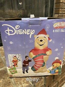 Gemmy Airblown Gonflable Winnie Le Pooh Avec Chapeau De Noël Et Bas Disney