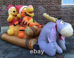 Gemmy Disney Winnie L’ourson Tigger Eeyore Log Sleigh Traîneau 8 Airblown Gonflable
