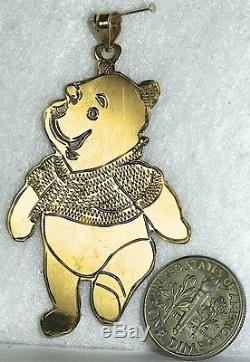 Grand Pendentif En Or 14 Carats Winnie The Pooh Des Années 1980