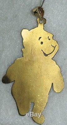 Grand Pendentif En Or 14 Carats Winnie The Pooh Des Années 1980