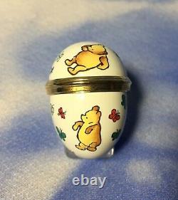 Halcyon Days Enamels Winnie L’ourson Avec Papillons Egg Trinket Box Avec Box Euc