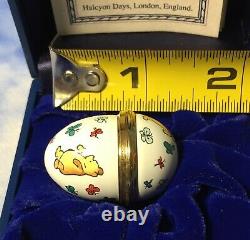 Halcyon Days Enamels Winnie L’ourson Avec Papillons Egg Trinket Box Avec Box Euc