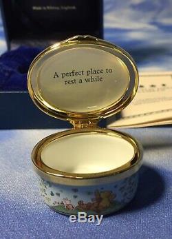 Halcyon Days Winnie L'ourson Un Endroit Parfait Pour Se Reposer Un Moment Émail Boîte Euc