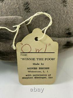 Hibou Avectag Agnes Brush Winnie The Pooh Stuffed Peluche Animal Disney Antique Doll