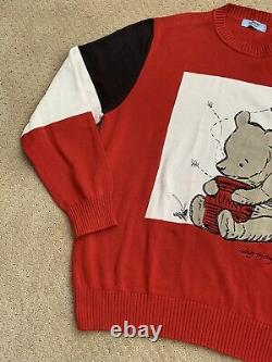 Iceberg Histoire Winnie Le Pooh Sweater Pullover Rouge Vtg Disney Large