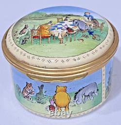 Jours Halcyon Disney Winnie l'Ourson RARE BOÎTE À BIJOUX PICNIC EN ÉMAIL