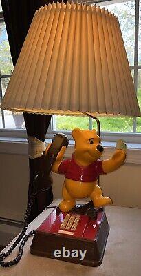 Lampe téléphone Disney Winnie l'ourson vintage 1964 avec abat-jour, peu utilisée