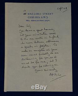 Lettre D'autographe Signée Par A. A. Milne Auteur Des Livres De Winnie L'ourson