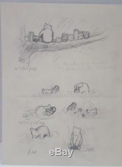 Lot De 9 Winnie L'ourson Illustration Croquis D'ernest Howard Shepard Angleterre