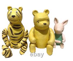 Lot de 3 figurines en bois de Winnie l'ourson classique Disney vintage 9-12cm utilisées 2406M