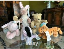 Lot de peluches Vntg Gund Classic Pooh : Lapin, Porcinet, Bourriquet, Tigrou, Winnie l'Ourson, Ours de Pâques