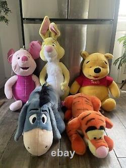 Lot vintage de 5 grandes peluches Winnie l'Ourson, Tigrou et Porcinet