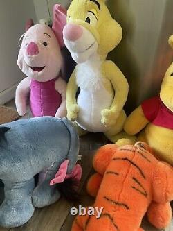 Lot vintage de 5 grandes peluches Winnie l'Ourson, Tigrou et Porcinet