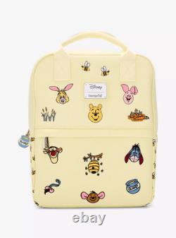 Loungefly Disney Winnie l'Ourson Mini Sac à Dos en Toile avec Personnages Brodés