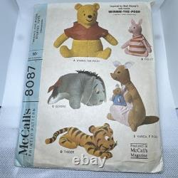 Modèle de couture McCall 8087 Tigger en peluche Winnie l'Ourson RARE original 1965 NON COUPÉ
