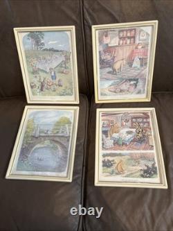 Monde de Winnie l'Ourson 1957 Ensemble de 4 Impressions Vintage Encadrées