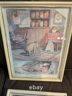 Monde de Winnie l'Ourson 1957 Ensemble de 4 Impressions Vintage Encadrées