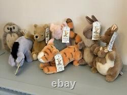 NOUVEAU Ensemble de mini peluches classiques Gund Winnie l'Ourson Lot Lapin Hibou Bourriquet RARE