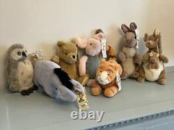 NOUVEAU Ensemble de mini peluches classiques Gund Winnie l'Ourson Lot Lapin Hibou Bourriquet RARE