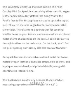 NWT LE Loungefly Winnie l’Ourson Platinum Disney100 Mini sac à dos cosplay