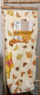 Nouveau plaid en peluche Winnie l'Ourson et ses amis avec des feuilles d'automne