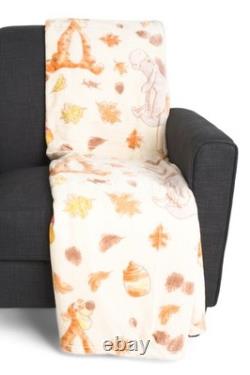 Nouveau plaid en peluche Winnie l'Ourson et ses amis avec des feuilles d'automne