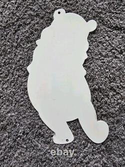 Panneau en métal lourd vintage du personnage de dessin animé Winnie l'Ourson 12x 7 pouces