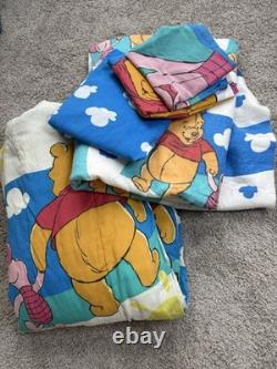 Parure de lit Winnie l’ourson vintage/années 90, couette, ensemble de draps et jeté