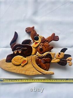 Plaque murale en bois de la crèche Disney Winnie l'ourson Tigrou Porcinet Lot de 5 pièces vintage