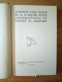 Première Édition Winnie L'ourson. A A Milne & E H Shepard. 1er / 4ème Impression. 1927