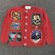 Pull Vintage Rare Disney Store Winnie L&rsquo;ourson Cardigan Rouge Tricot&eacute; &agrave; La Main Taille L
