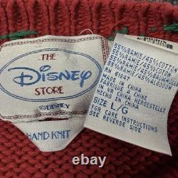 Pull vintage rare Disney Store Winnie l’Ourson cardigan rouge tricoté à la main taille L