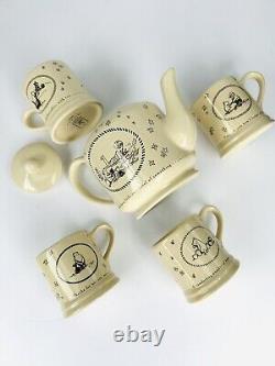 ( RARE) Classique de Disney Winnie l'ourson par Michel & Company Ensemble de théière et 4 tasses