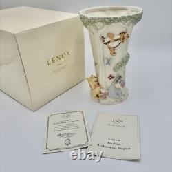 RARE Collection Lenox Disney Winnie l'Ourson Vase du Jour le Plus Aventureux Accent Or 24k État MINT