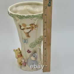 RARE Collection Lenox Disney Winnie l'Ourson Vase du Jour le Plus Aventureux Accent Or 24k État MINT