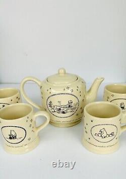 ( RARE ) Disney Classic Winnie The Pooh par Michel & Company Service à thé et 4 tasses