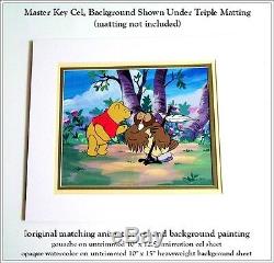 Rare Disney Master Key Animation Cel / Bkgd. Peinture-winnie L'ourson Et Owl Coa