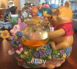 Rare Disney Winnie Le Pooh Piglet Honey Pot Abeilles Globe De Neige Musical