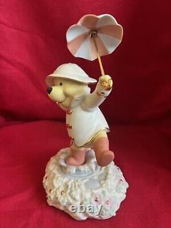 Rare Lenox (winnie The) Pooh's Chanting In The Rain Figurine/boîte À Musique Nouveau Sans Boîte