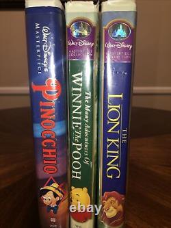 Rare VHS de collection Walt Disney Le Roi Lion, Pinocchio, Winnie l'Ourson