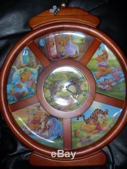 Rare Vintage Winnie The Pooh 6 Plaques De Collection Avec Numéro De Série Sur L'horloge Murale