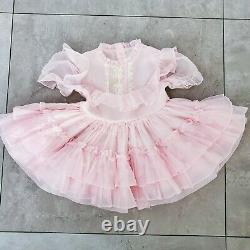 Rare Vintage Winnie The Pooh Sheer Pink Ruffle Full Skirt Dress Taille 3t