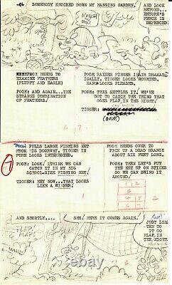 Rayons! Winnie The Pooh VIC Lockman Script Page Avec Des Illustrations Jg Autographs