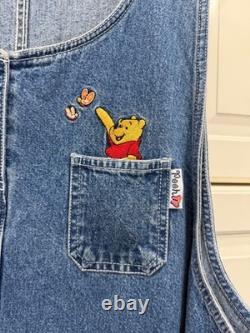 Robe chasuble en jean pour femme Disney Winnie l’ourson, taille 3X, avec papillons brodés