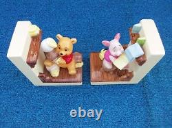 Serre-livres pondérés en céramique vintage Winnie l'ourson et Porcinet Disney Japon