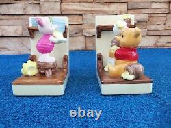 Serre-livres pondérés en céramique vintage Winnie l'ourson et Porcinet Disney Japon