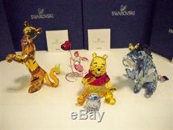 Swarovski Disney 4 Pc Winnie L'ourson Color Set Winnie L'oreille Bourriquet Tigrou Bnib