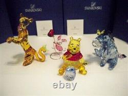 Swarovski Disney Winnie L’ourson 4 Pc Jeu De Couleur Pooh Eeyore Tigger Porcelet Bnib